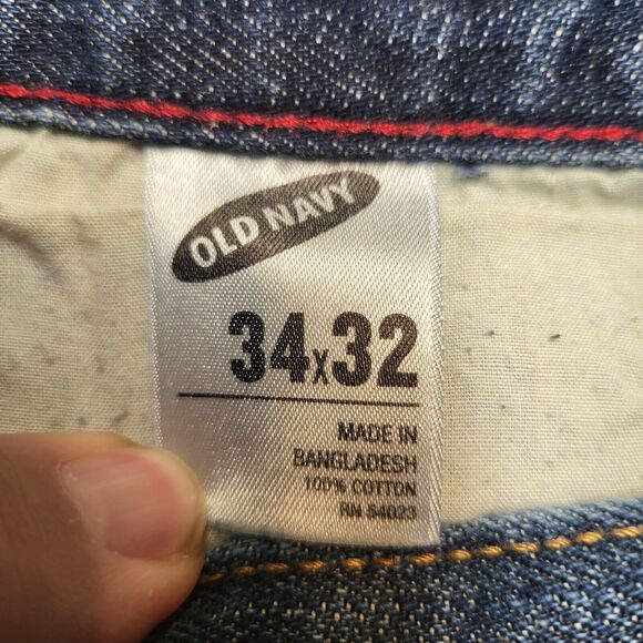 Old Navy Jeans Mens 34x30 Blue Straight Leg Distressed Denim - Picture 4 of 10